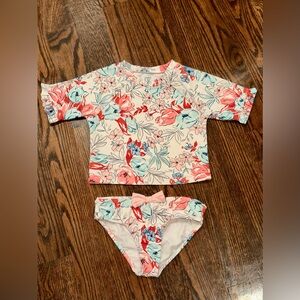 Crown & Ivy Girls Bathing Suit Tankini 2 piece Set~SIZE 6~Floral Pattern~SKU094